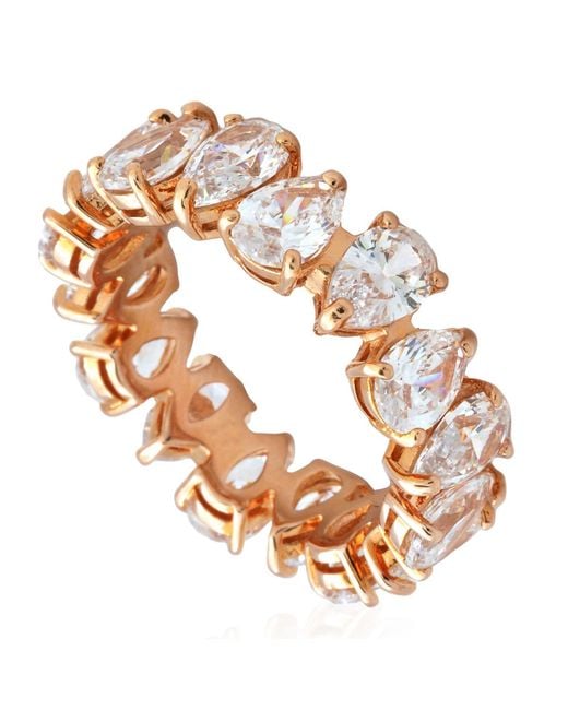 Swarovski Metallic Vittore Pear Cut Crystals, Rose, Tone Plated Ring, Size 55