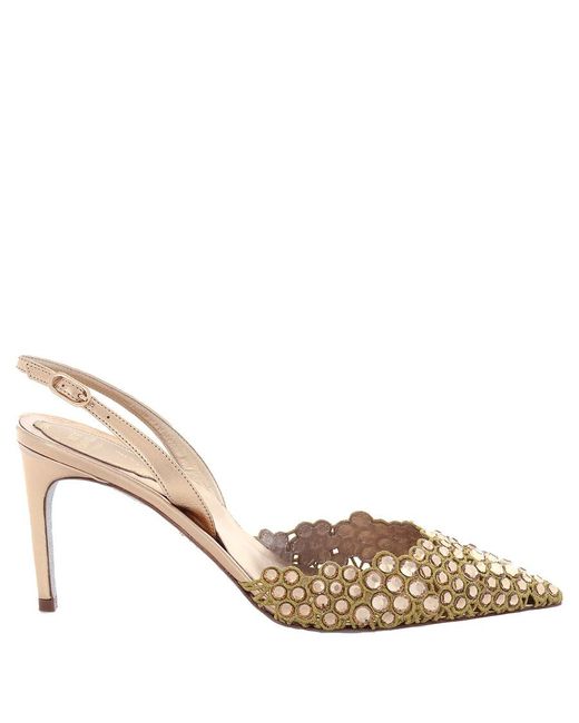 Rene Caovilla Natural Rene Caovilla Ladies Vega Crystal Slingback Pumps
