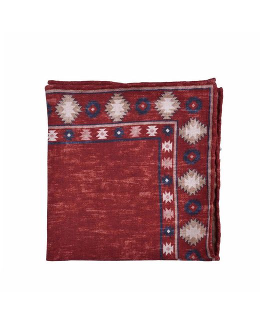 Brunello Cucinelli Red Wool Patterned Pocket Square, One Size for men