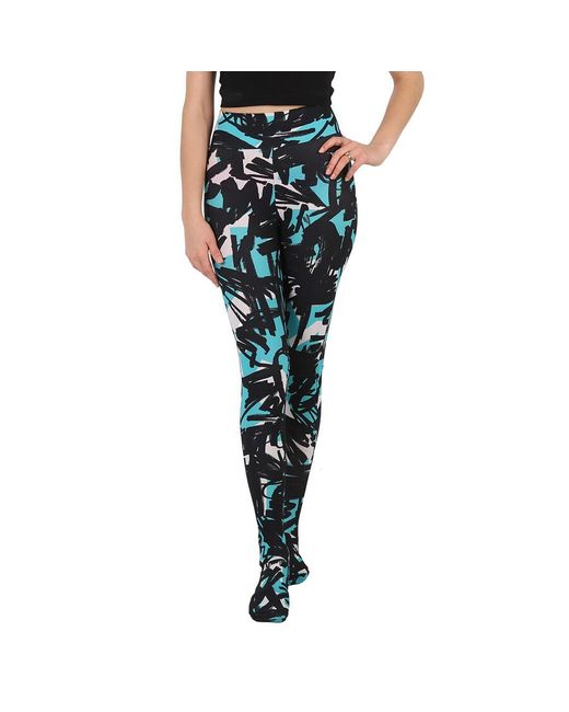 Burberry Green Graffiti Print Footed leggings-turquoise Scribble Printed