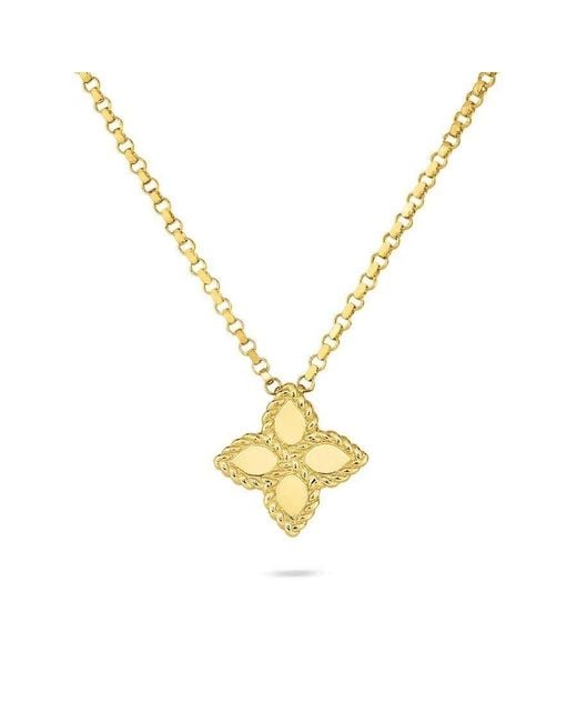 Roberto Coin Metallic 18k Yellow Gold Princess Flower Pendant Necklace for men