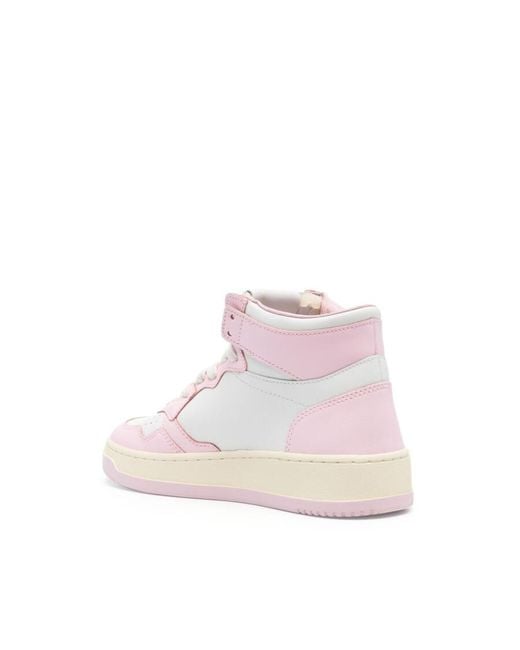 Autry Pink Ladies Medalist Panelled Leather Sneakers, Brand Size 36 Us