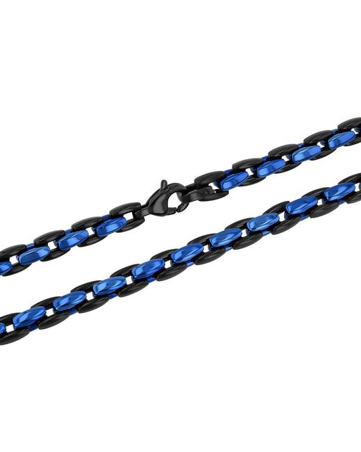 Robert Alton Blue Stainless Steel With & Finish Curb Link Chain for men