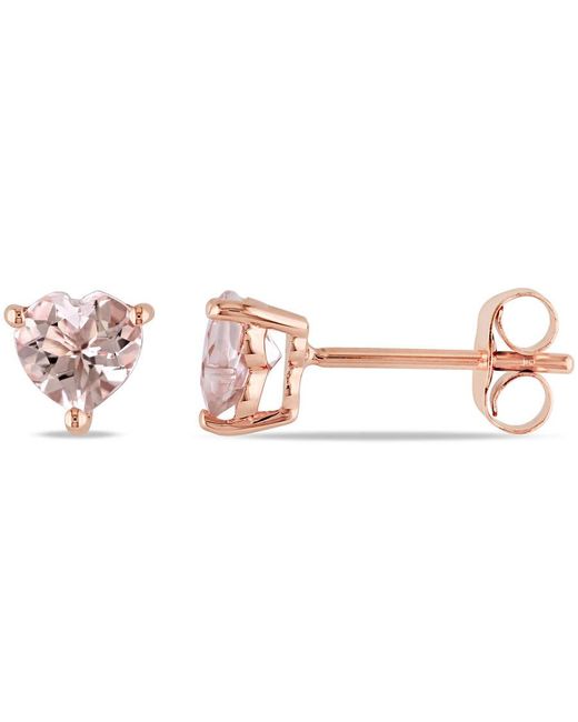 Amour Pink Heart-Cut Morganite Solitaire Stud Earrings