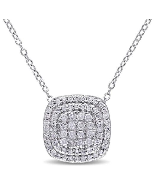 Amour Metallic 1/2 Ct Tw Diamond Layered Halo Pendant With Chain