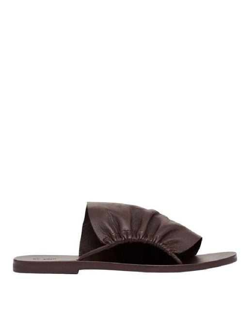 St. Agni Brown Gathered Leather Slides, Brand Size 38