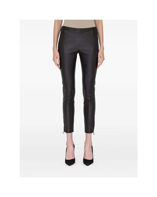 Ferragamo Black Leather-Trousers