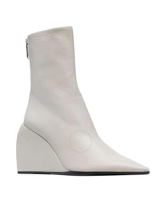Off-White c/o Virgil Abloh Gray Doll Nappa Wedge Zip Booties