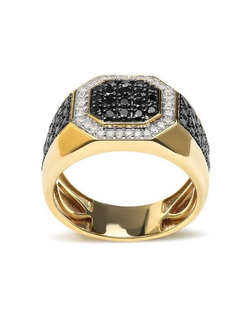 Haus of Brilliance Black 10K 1 1/4 Cttw And Treated Diamond Octagonal Halo Band Ring for men
