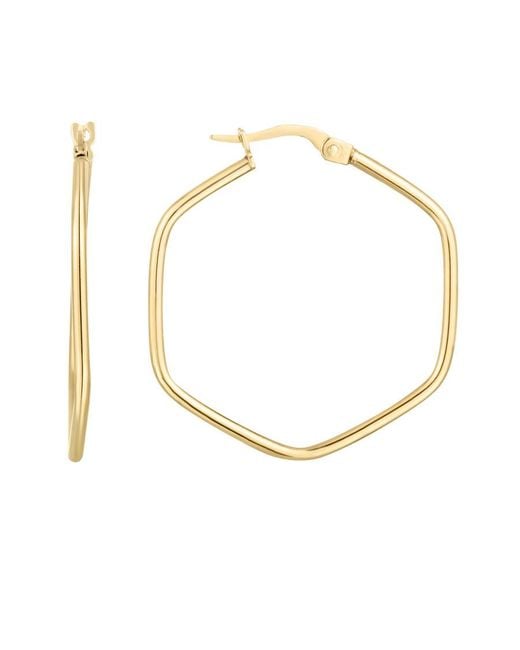 Kylie Harper Metallic Ladies 14K Hexagon Shaped Hoop Earrings