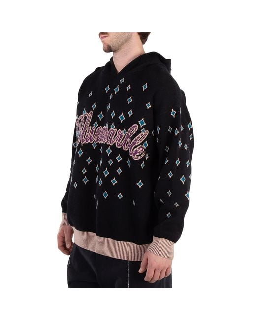 Bluemarble Black Rhinestone-Embellished Jacquard Jumper for men