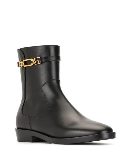 Bally Black Darcie Dema Leather Ankle Boots, Brand Size 37 Us