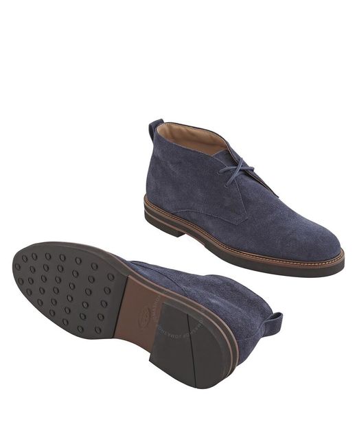 Tod's Blue Galaxy Suede Lace-up Derby Boots for men
