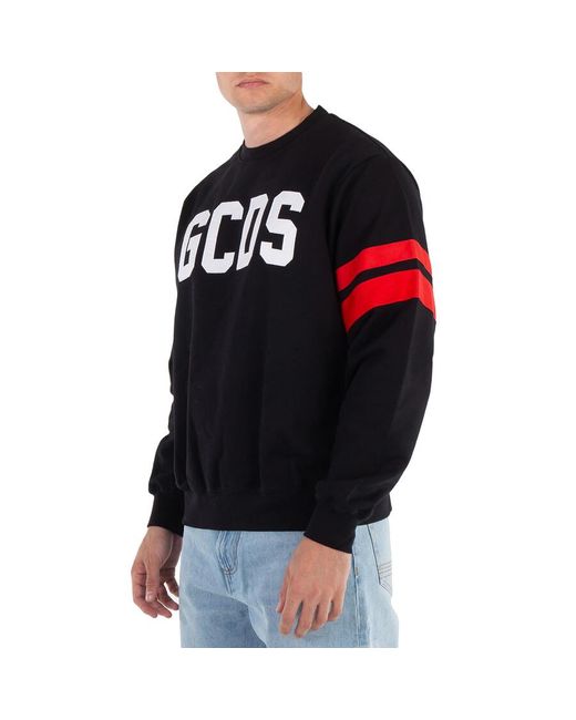 Gcds Black Logo Crewneck Regular Fit Sweater for men