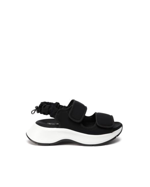 Hogan Black Chunky Touch-Strap Sandals