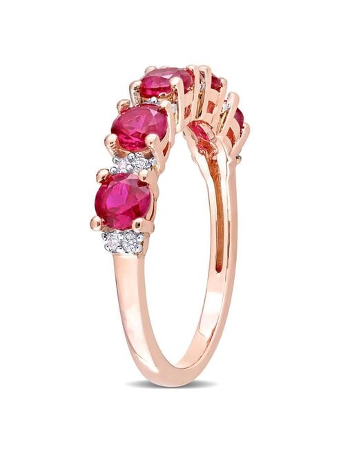 Amour Pink 1 5/8 Ct Tgw Created Ruby And Created Sapphire Semi-Eternity Ring