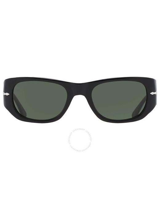 Persol Black Greeb Rectangular Sunglasses Po3307s 95/31 55