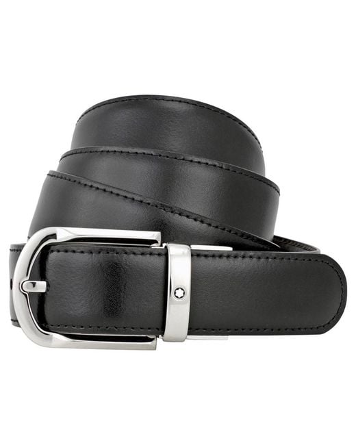 Montblanc Black Reversible Leather Belt 111080 for men