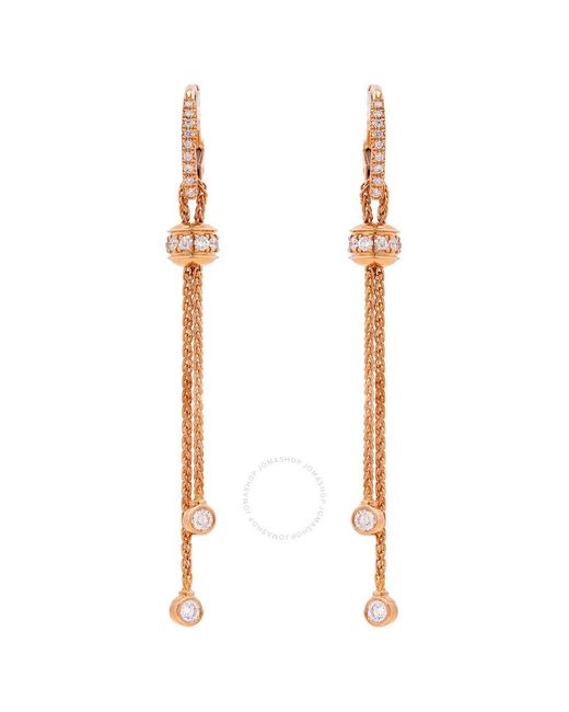 Piaget Metallic Possession 18K Rose 0.97 Ct Diamond Drop Earrings