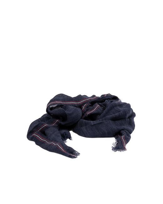 Brunello Cucinelli Blue Linen Silk Striped Scarf for men