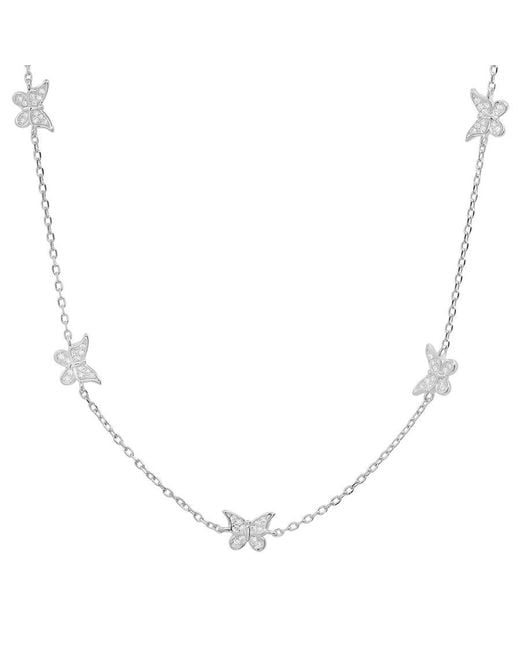 Kylie Harper Metallic Sterling Cubic Zirconia Cz Butterfly Station Necklace