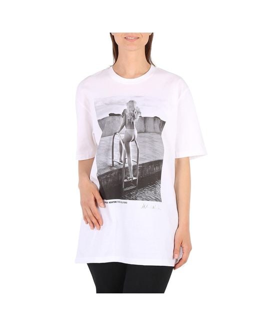 Wolford White Ladies Short-Sleeve Newton Cotton T-Shirt