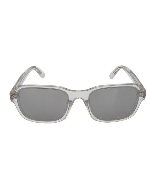 Moncler Gray Silver Mirror Rectangular Sunglasses for men