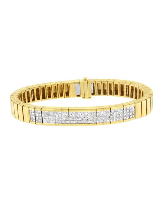 Haus of Brilliance Metallic 14k Yellow Gold 3 5/8 Cttw Invisible Set Princess-cut Diamond Id Tennis Bracelet