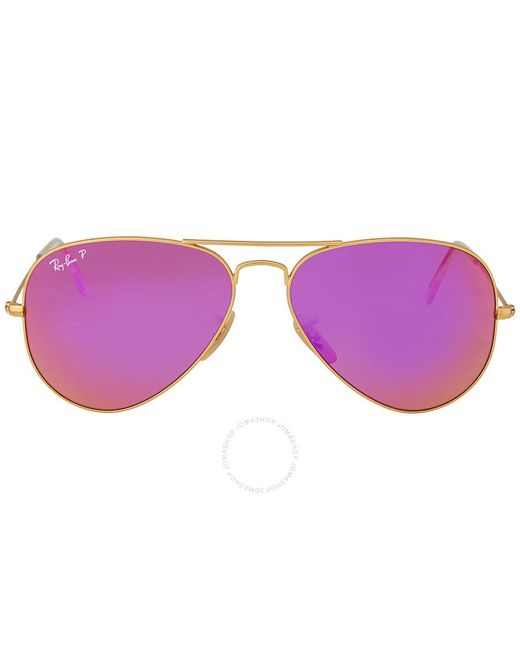 Ray-Ban Purple Aviator Flash Lenses Polarized Cyclamen Sunglasses Rb3025 112/1q 58