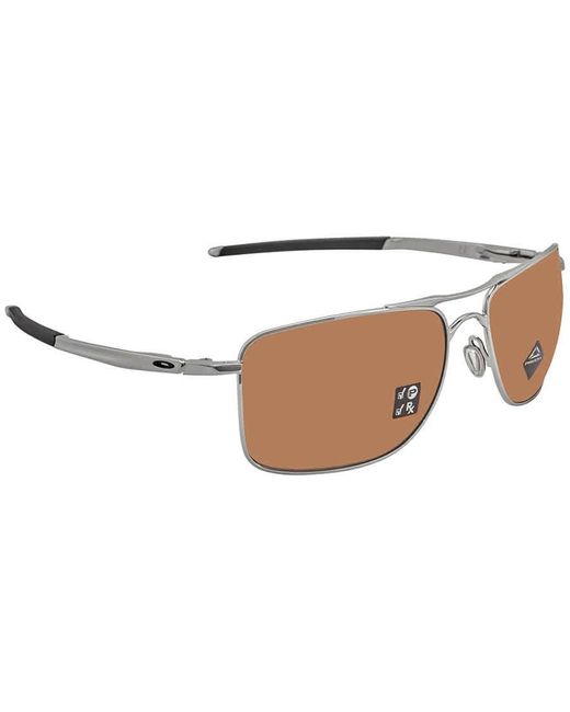 Oakley Brown Gauge 8 Prizm Tungsten Polarized Rectangular Sunglasses Oo4124 412409 for men