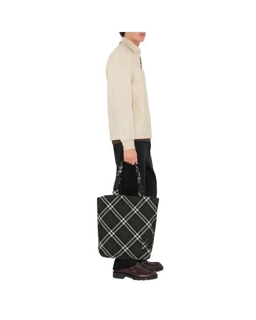 Burberry Black Vintage Check Snug Tote Bag for men