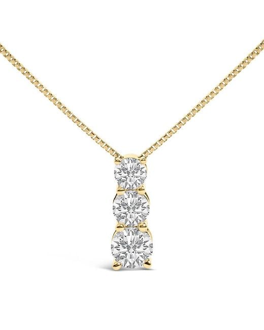 Haus of Brilliance Metallic 14K 1/2 Cttw Lab Grown Diamond Three Stone Pendant Necklace