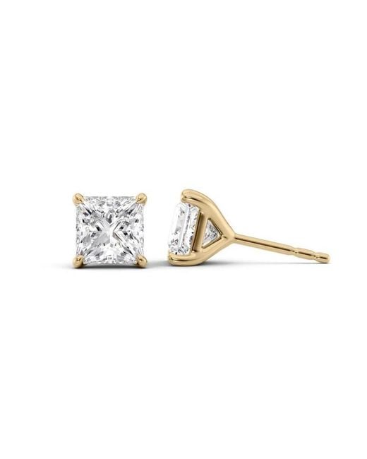 Tresorra Metallic 14K 4 Ctw Princess Cut Lab-Grown Diamond Igi Certified Stud Earrings