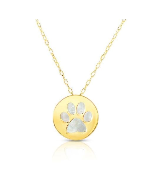 Tresorra Metallic 14K Paw Print Mother Of Pearl Necklace