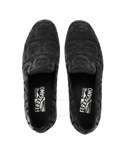 Ferragamo Black Salvatore Lens Gancini Slip On Loafers for men