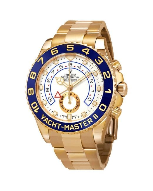 Rolex Metallic Yacht-master Ii Automatic White Dial 18kt Yellow Gold Oyster Watch for men