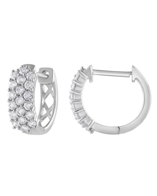 Brilliant Diamond Metallic 0.50 Cttw Multi-Row Round-Cut Lab Grown Diamond Hoop Earrings For
