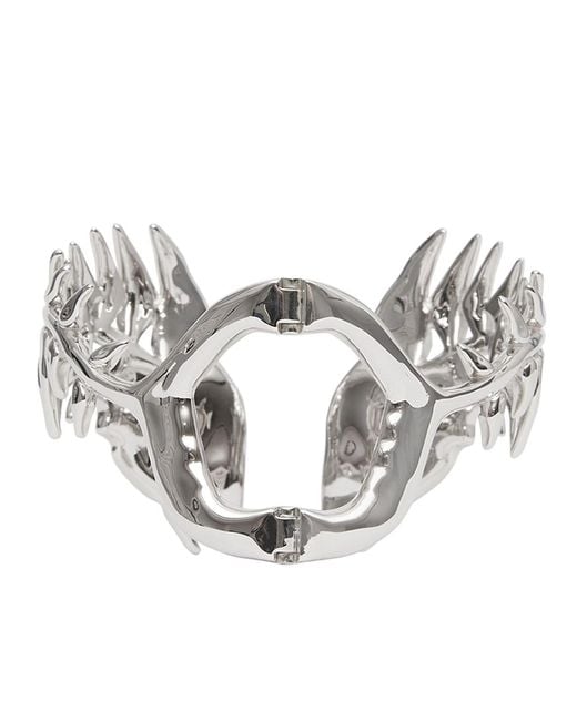 Burberry Metallic Ladies Palladium Plated Fish Bone Cuff Bracelet