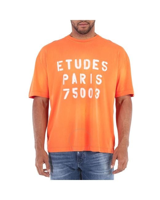 Etudes Studio Orange Stencil Spirit Organic Cotton T-shirt for men