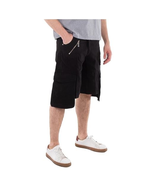 Gcds Black Cotton Gabardine Ultracargo Bermuda Shorts for men