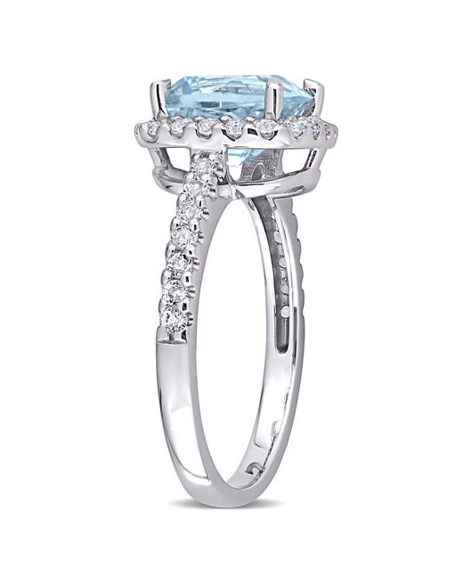 Amour Blue 3 1/2 Ct Tgw Sky- Topaz And Topaz Halo Ring