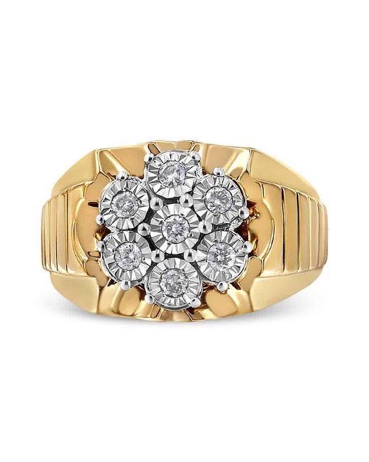 Haus of Brilliance Metallic 14k Gold Plated .25 Sterling Silver 1/3 Cttw Miracle-set Floral Diamond Cluster Ring