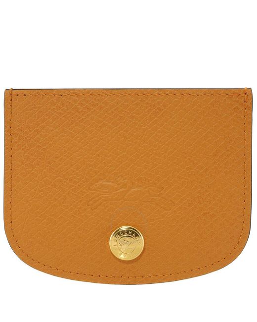 Longchamp Orange Logo-Embossed Leather Cardholder