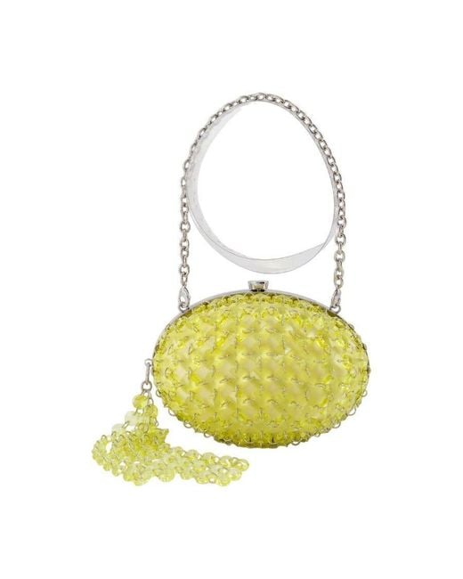 Self-Portrait Yellow Self-Portrait Crystal-Embellished Clutch