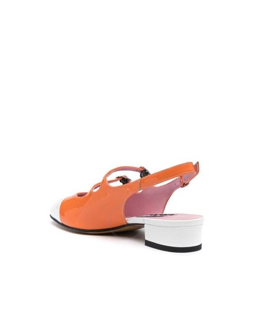 CAREL PARIS Pink Abricot Leather Slingback Pumps