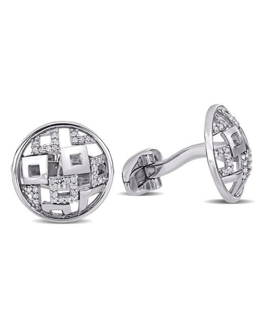 Amour Metallic 1/5 Ct Tw Diamond Lattice Cufflinks for men