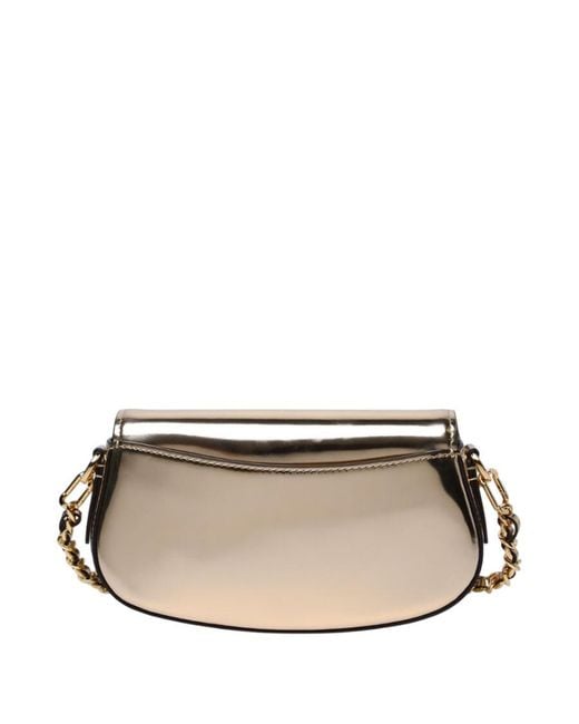 Michael Kors Brown Small Mila Metallic Leather Shoulder Bag