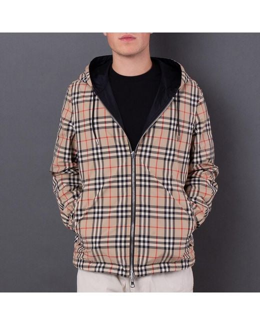 Burberry Black Stretton Reversible Check Jacket for men