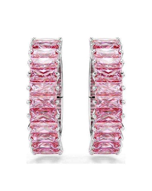 Swarovski Pink Matrix Baguette-Cut Cuff Earrings