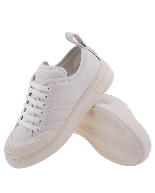 Bally White Medyn Stripe Detailing Leather Sneakers, Brand Size 35 Us